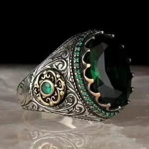 Vintage ring i orientalsk / arabisk stil med oval sten